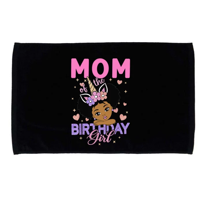 Mom Of The Birthday Girl Melanin Afro Unicorn 1st Family Microfiber Hand Towel