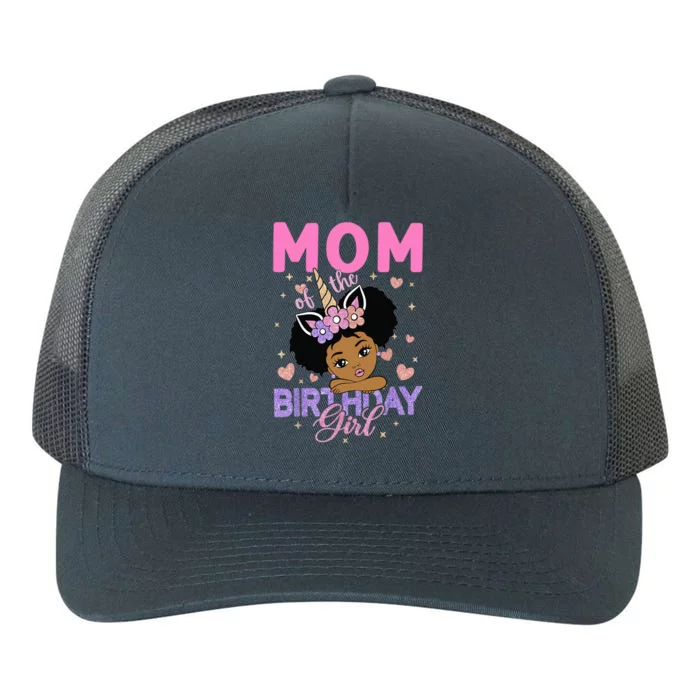 Mom Of The Birthday Girl Melanin Afro Unicorn 1st Family Yupoong Adult 5-Panel Trucker Hat