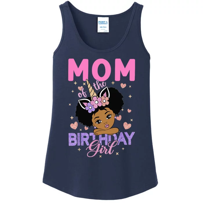 Mom Of The Birthday Girl Melanin Afro Unicorn 1st Family Ladies Essential Tank