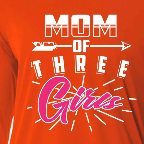 Mom Of Three Cute Mama Of Awesome Lassies Gift Cooling Performance Long Sleeve Crew