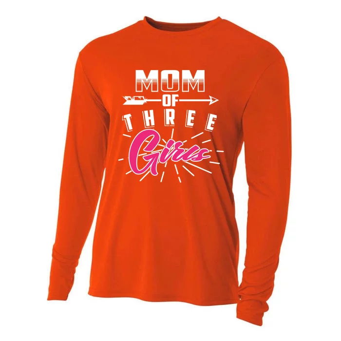 Mom Of Three Cute Mama Of Awesome Lassies Gift Cooling Performance Long Sleeve Crew