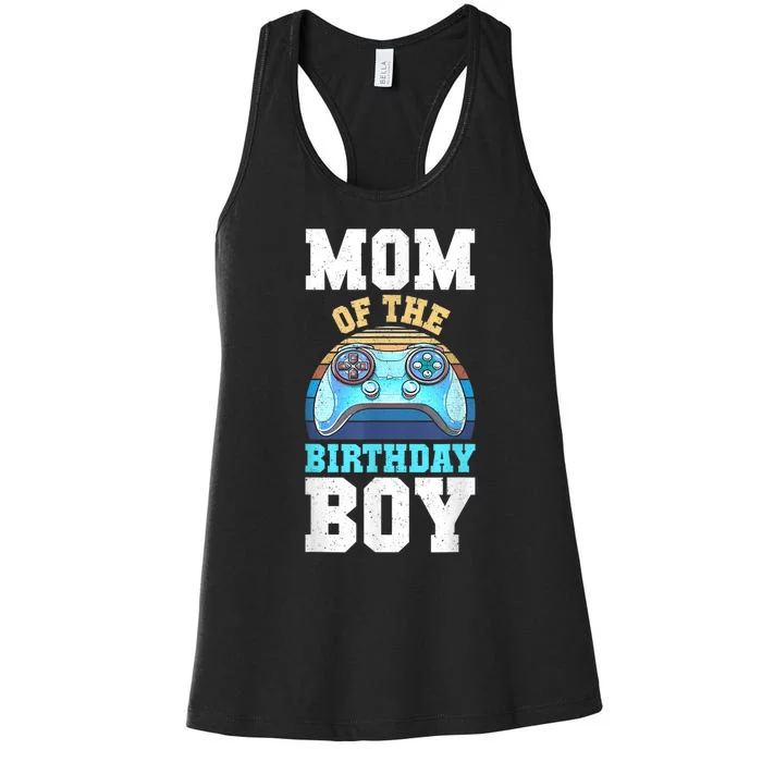 Mom Of The Birthday Boy Matching Video Gamer Birthday Party Women's Racerback Tank