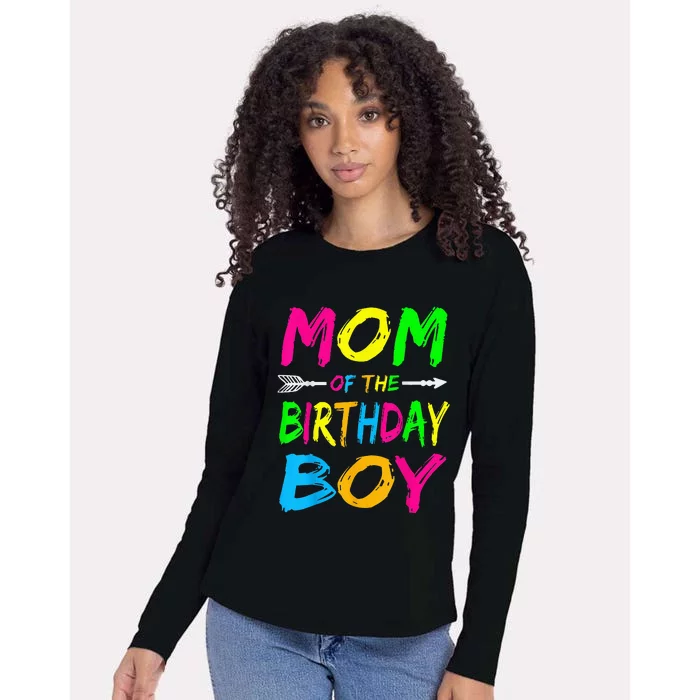 Mom of the Birthday Glows Retro 80's Party Glow Womens Cotton Relaxed Long Sleeve T-Shirt