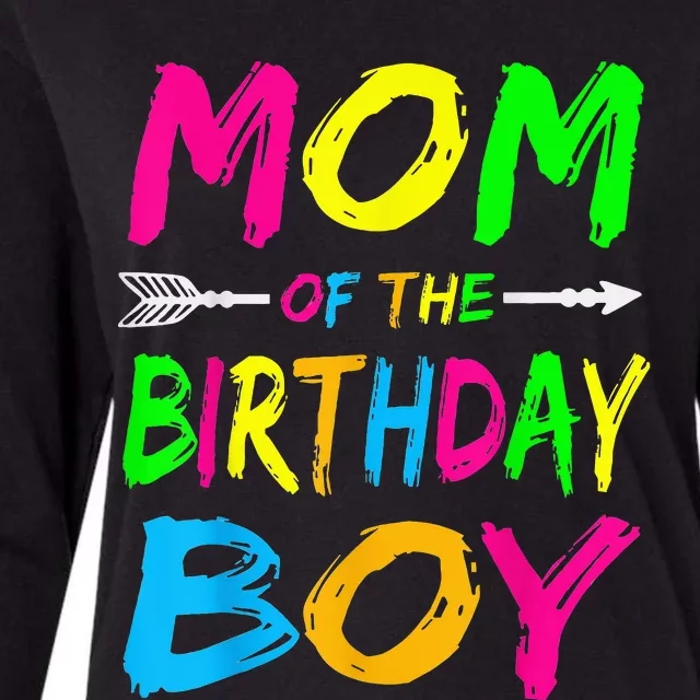 Mom of the Birthday Glows Retro 80's Party Glow Womens Cotton Relaxed Long Sleeve T-Shirt