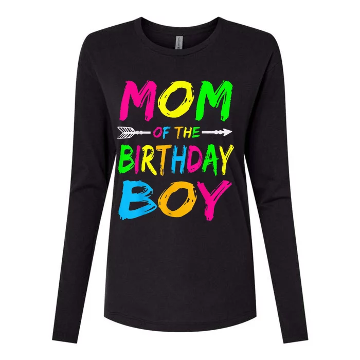 Mom of the Birthday Glows Retro 80's Party Glow Womens Cotton Relaxed Long Sleeve T-Shirt