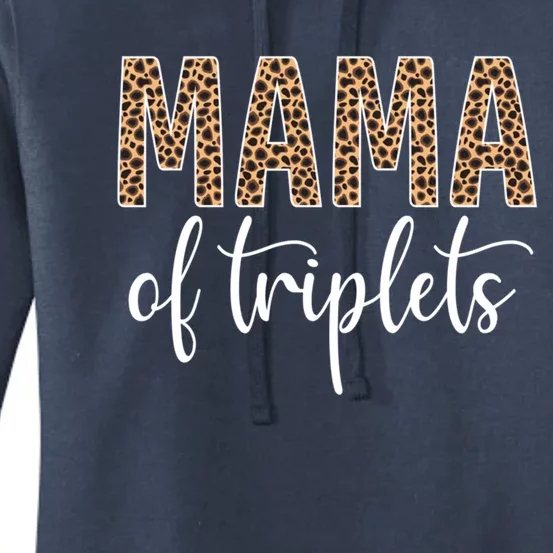 Mama Of Triplets Proud Mom Love Cheetah Print Cute Funny Funny Gift Women's Pullover Hoodie