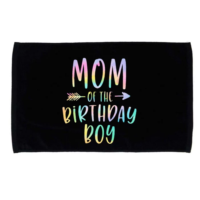 Mom Of The Birthday Boy Tie Dye Colorful Bday Microfiber Hand Towel