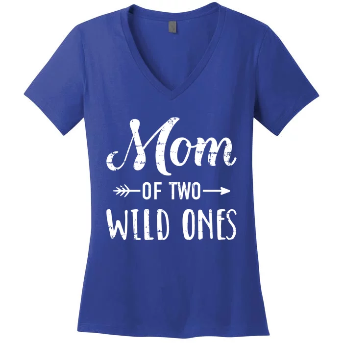 Mom Of The Wild Ones For Mother Of Daughters And Twins Gift Women's V-Neck T-Shirt