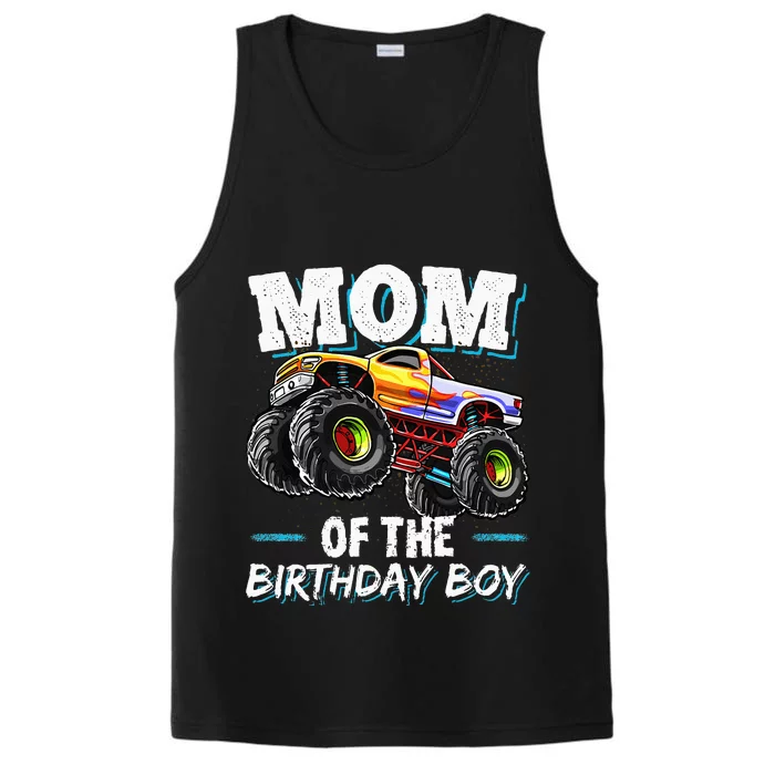 Mom Of The Birthday Boy Monster Truck Birthday Novelty Gift Performance Tank