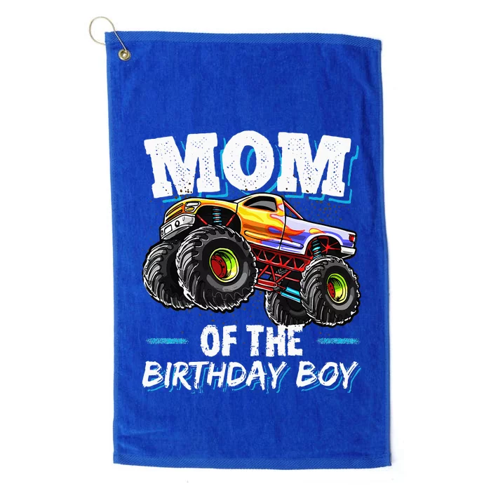 Mom Of The Birthday Boy Monster Truck Birthday Novelty Gift Platinum Collection Golf Towel