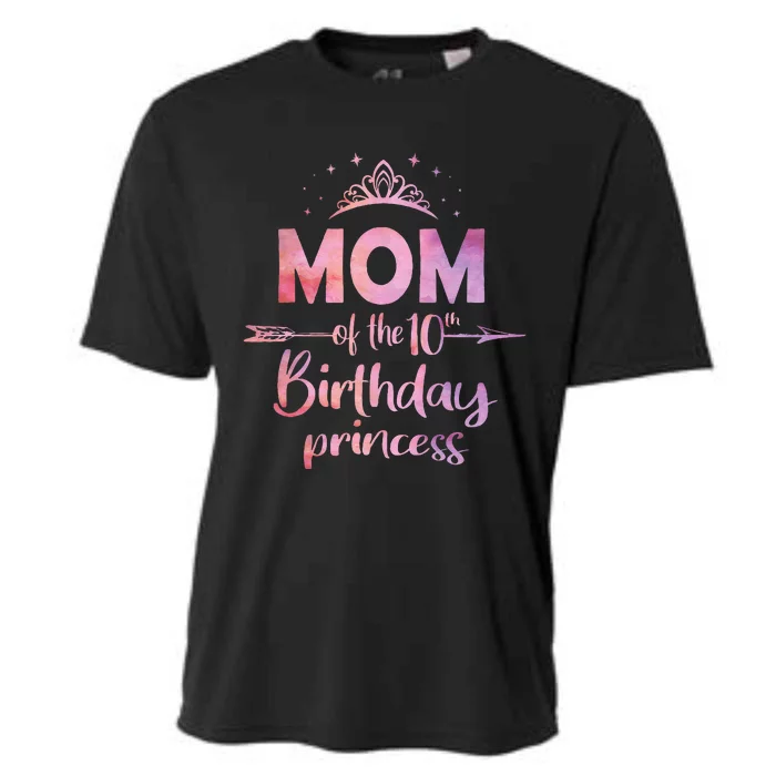 Mom Of The 10th Birthday Princess Girl 10 Years Old B Day Cooling Performance Crew T-Shirt