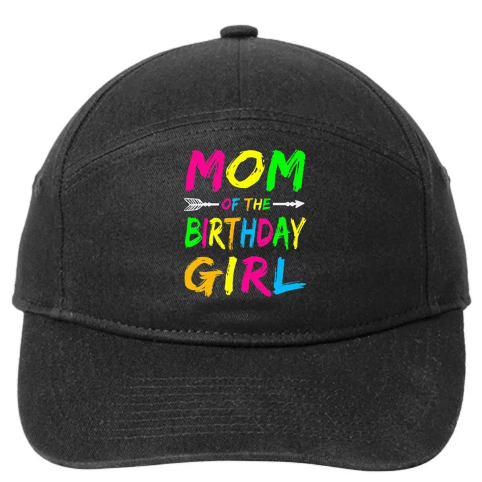 Mom of the Birthday Glows Retro 80's Party Glow 7-Panel Snapback Hat