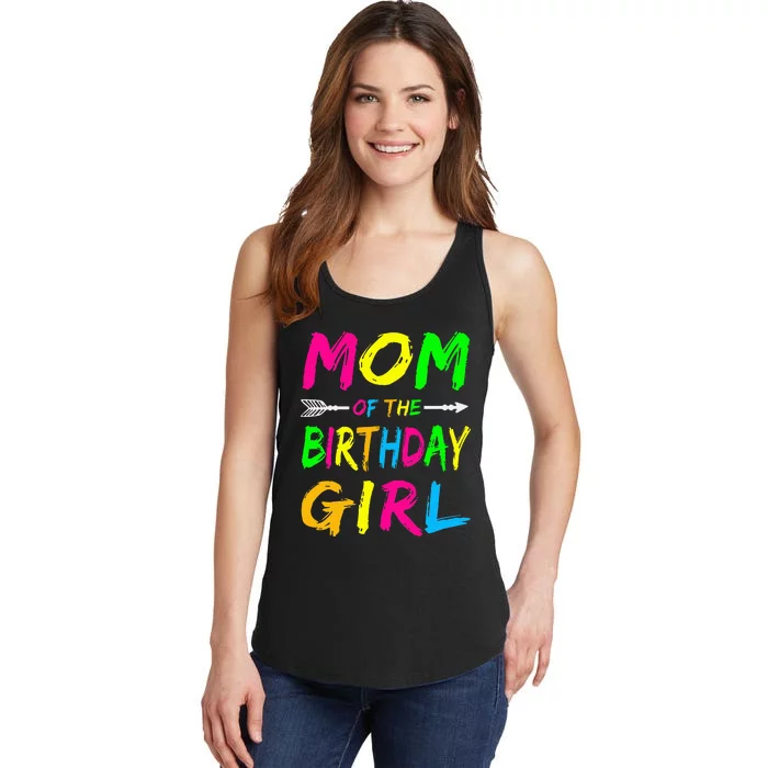 Mom of the Birthday Glows Retro 80's Party Glow Ladies Essential Tank