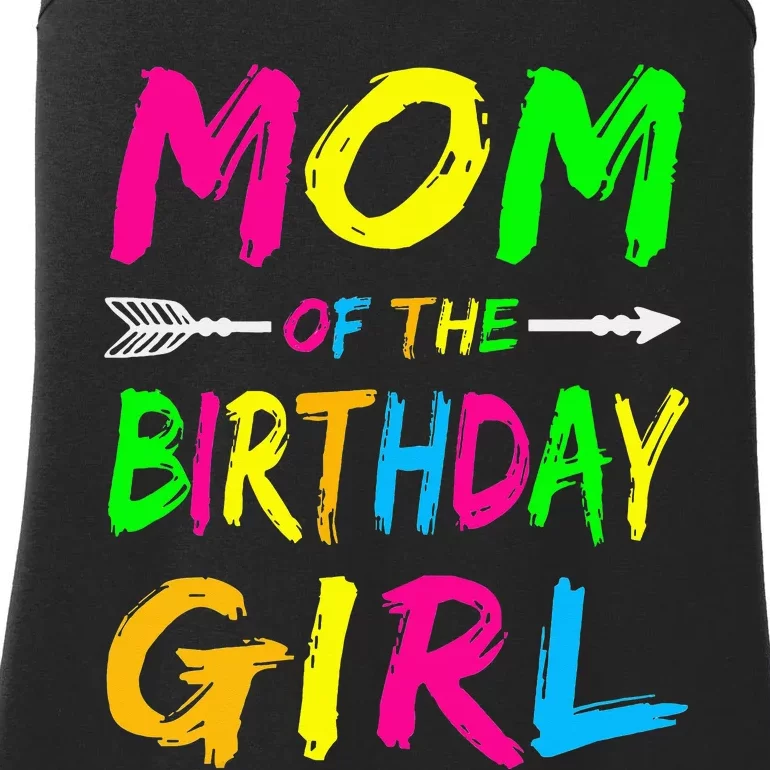 Mom of the Birthday Glows Retro 80's Party Glow Ladies Essential Tank