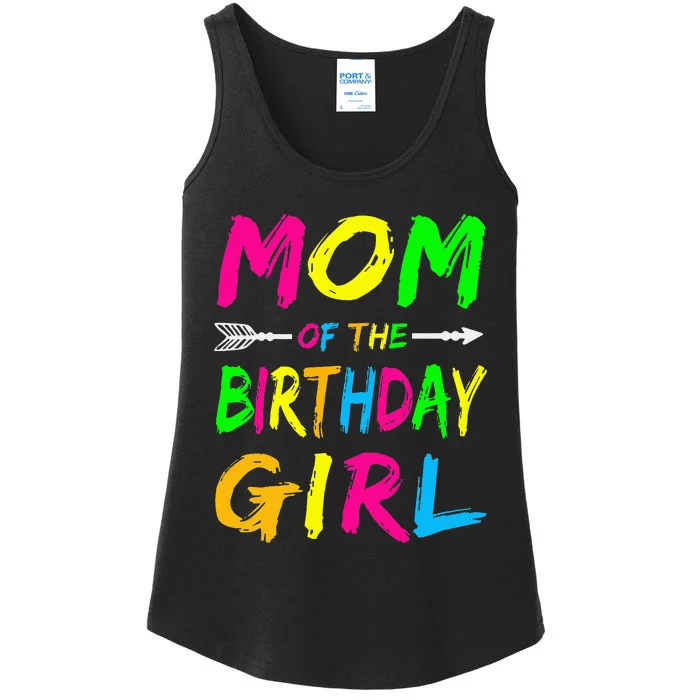 Mom of the Birthday Glows Retro 80's Party Glow Ladies Essential Tank