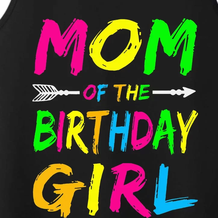 Mom of the Birthday Glows Retro 80's Party Glow Performance Tank