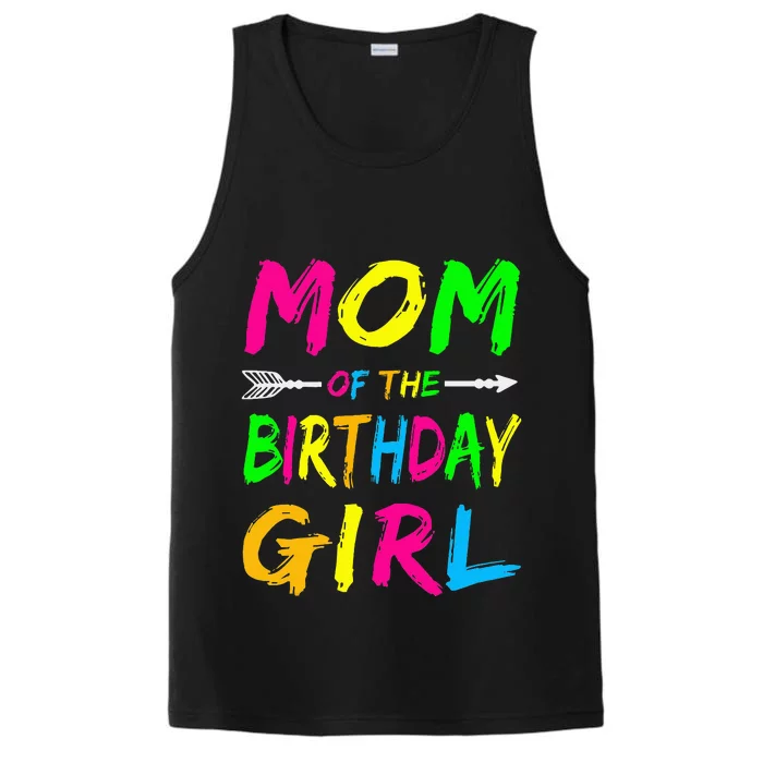 Mom of the Birthday Glows Retro 80's Party Glow Performance Tank