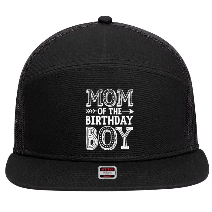 Mom of the Birthday Boy Funny Mother Mama Family Matching 7 Panel Mesh Trucker Snapback Hat