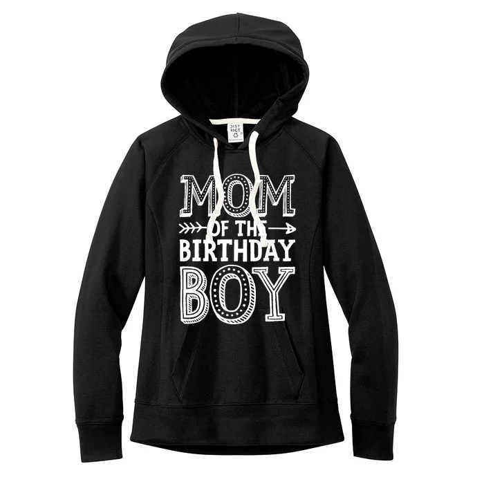 Mom of the Birthday Boy Funny Mother Mama Family Matching Women's Fleece Hoodie