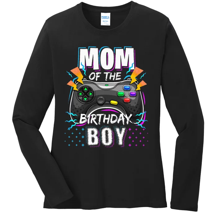 Mom Of The Birthday Boy Matching Video Gamer Birthday Party Ladies Long Sleeve Shirt