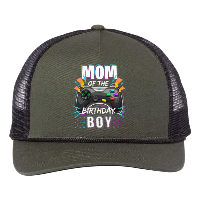 Mom Of The Birthday Boy Matching Video Gamer Birthday Party Retro Rope Trucker Hat Cap