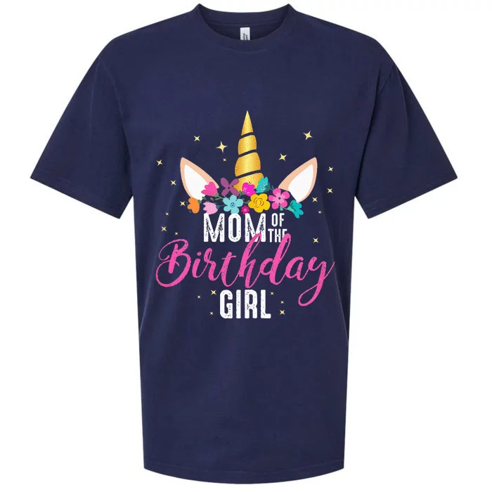 Mom Of The Birthday Girl Mother Gifts Unicorn Birthday Sueded Cloud Jersey T-Shirt