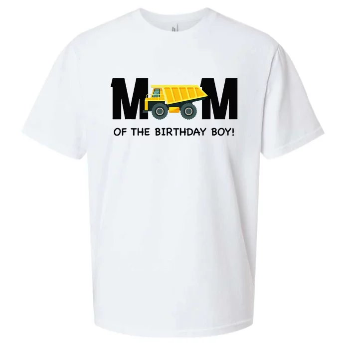 Mom Of The Birthday Boy Construction Truck First Birthday Sueded Cloud Jersey T-Shirt