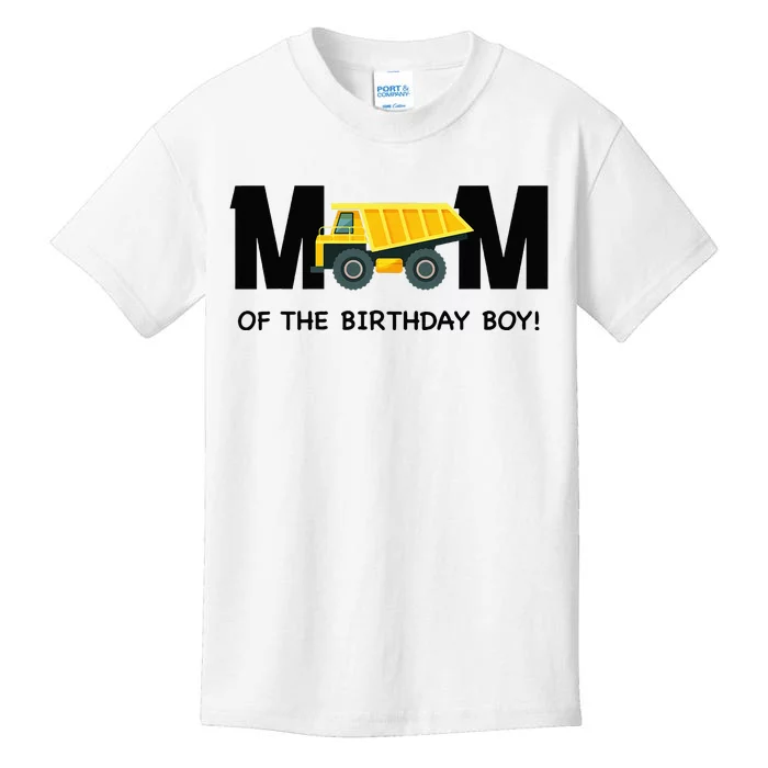 Mom Of The Birthday Boy Construction Truck First Birthday Kids T-Shirt