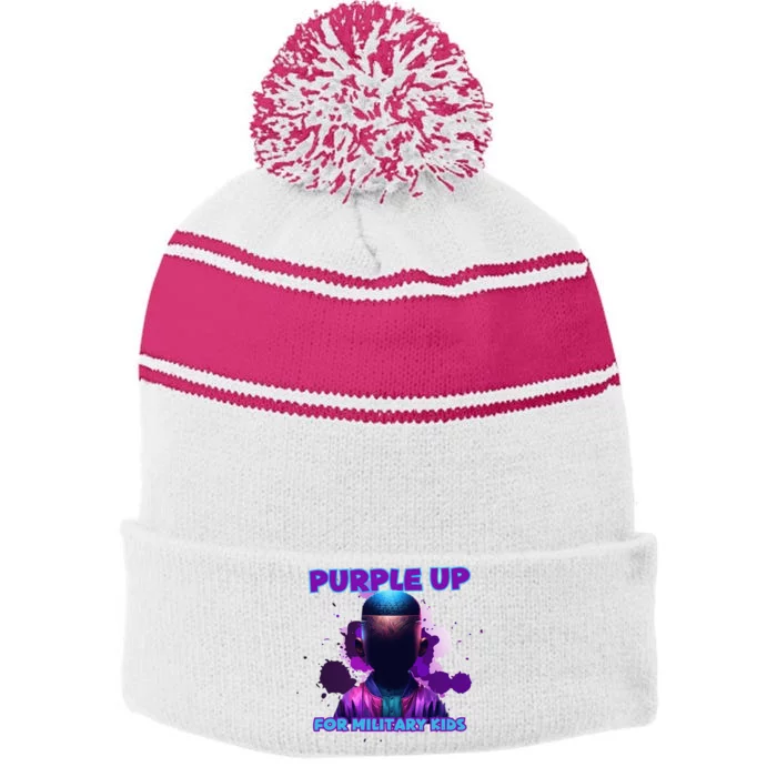 Month Of The Military 20 Stripe Pom Pom Beanie