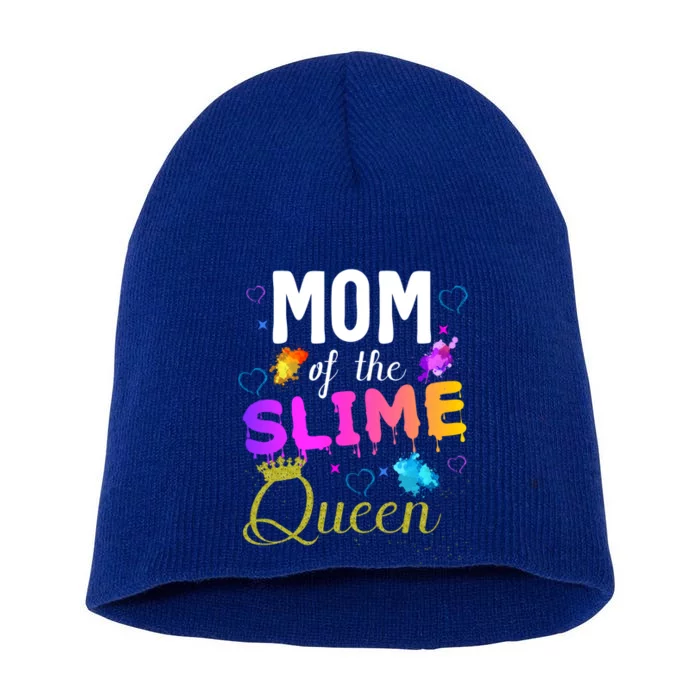 Mom Of The Slime Queen Crown Birthday Matching Party Outfit Gift Short Acrylic Beanie