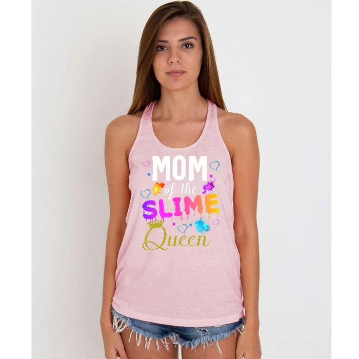 Mom Of The Slime Queen Crown Birthday Matching Party Outfit Gift Women's Knotted Racerback Tank