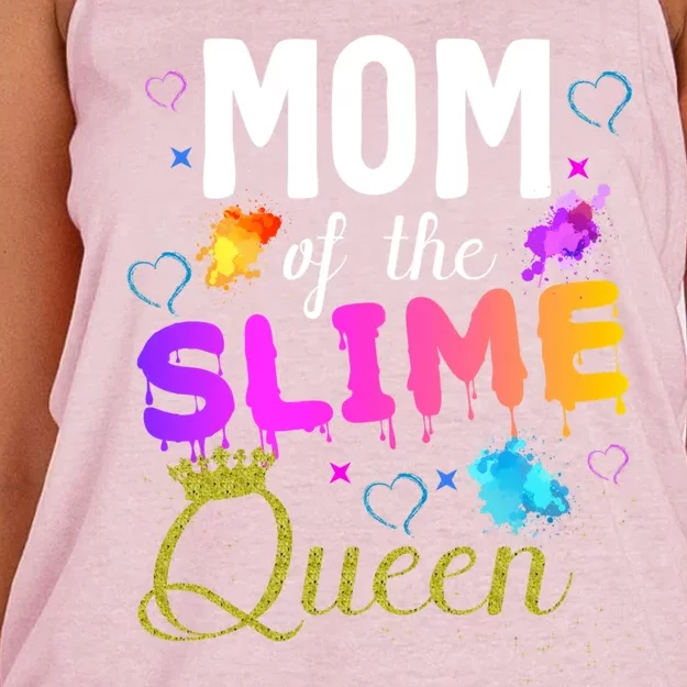 Mom Of The Slime Queen Crown Birthday Matching Party Outfit Gift Women's Knotted Racerback Tank