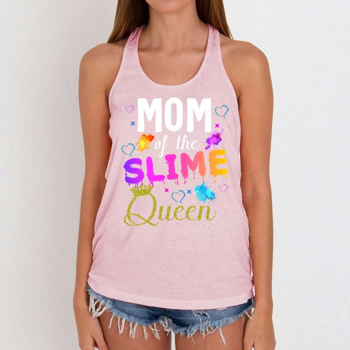 Mom Of The Slime Queen Crown Birthday Matching Party Outfit Gift Women's Knotted Racerback Tank