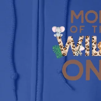 Mom Of The Wild One Animal Safari 1st Birthday Theme Family Cute Gift Full Zip Hoodie