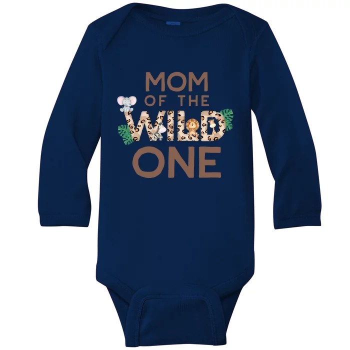 Mom Of The Wild One Animal Safari 1st Birthday Theme Family Cute Gift Baby Long Sleeve Bodysuit