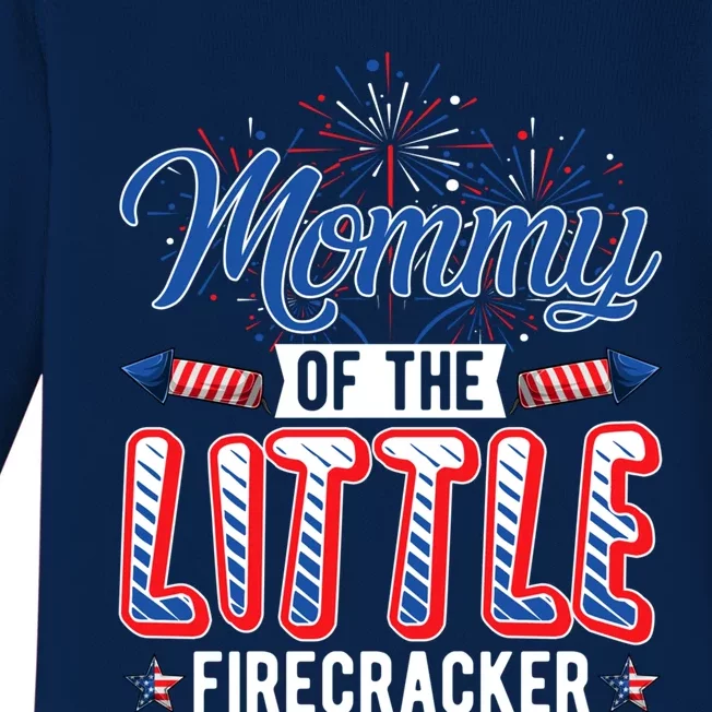 Mommy Of The Little Firecracker Patriotic Pregnancy July 4th Gift Baby Long Sleeve Bodysuit