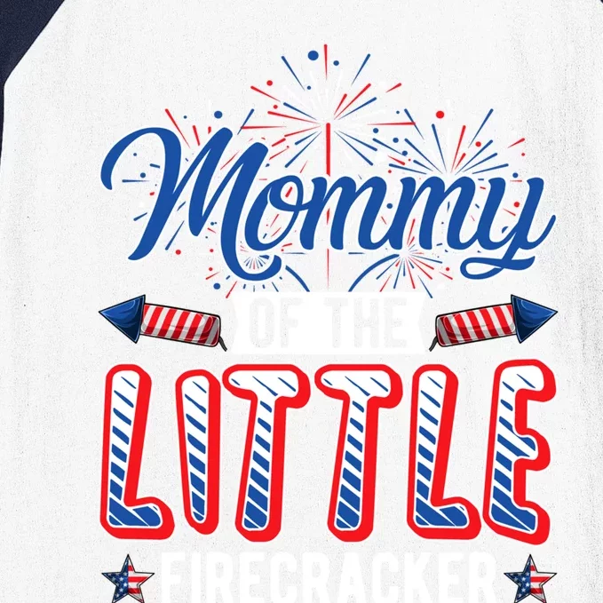 Mommy Of The Little Firecracker Patriotic Pregnancy July 4th Gift Baseball Sleeve Shirt