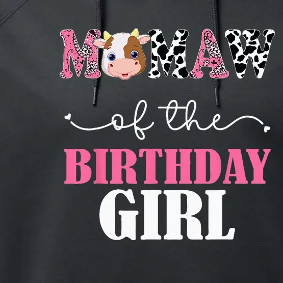 Mamaw Of The Birthday For Girl Cow Farm 1st Birthday Cow Performance Fleece Hoodie