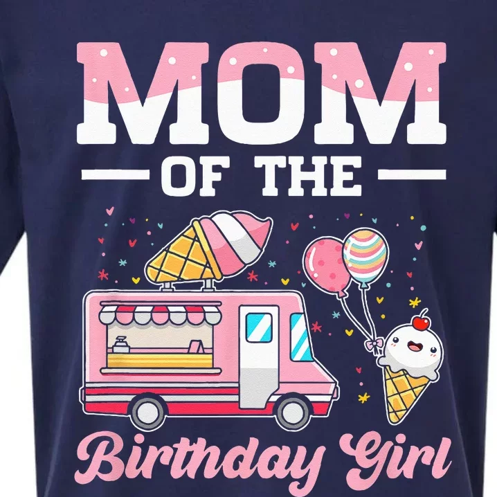 Mom Of The Birthday Girl Ice Cream Truck Bday Sueded Cloud Jersey T-Shirt