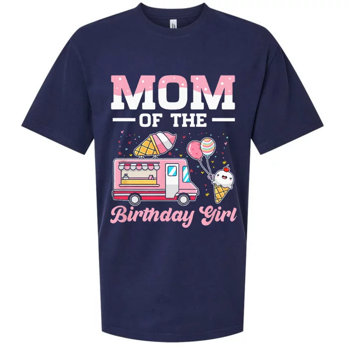 Mom Of The Birthday Girl Ice Cream Truck Bday Sueded Cloud Jersey T-Shirt