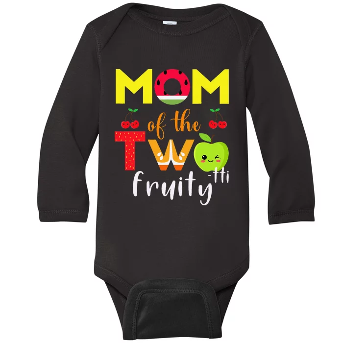 Mom Of the Twotti Frutti 2nd Birthday Party Fruit Themed Baby Long Sleeve Bodysuit