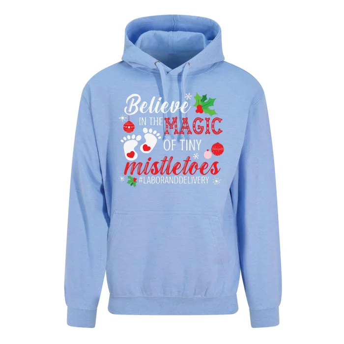 Magic Of Tiny Mistletoes Labor And Delivery Christmas Unisex Surf Hoodie