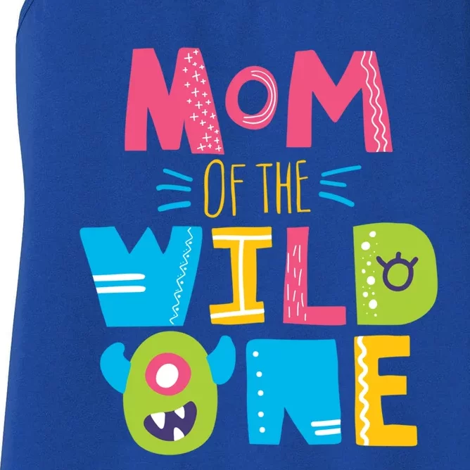 Mom Of The Wild One Year Old First Birthday Gift Women's Racerback Tank