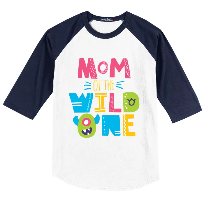 Mom Of The Wild One Year Old First Birthday Gift Baseball Sleeve Shirt