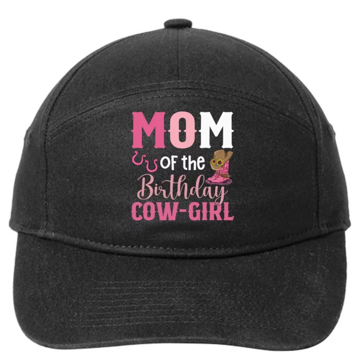 Mom Of The Birthday Cow Rodeo Cowgirl 1st Birthday 7-Panel Snapback Hat