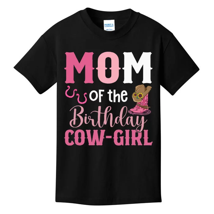 Mom Of The Birthday Cow Rodeo Cowgirl 1st Birthday Kids T-Shirt