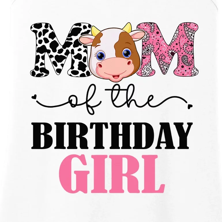 Mom of The Birthday Farm Cow Mommy Mama 1st Ladies Essential Tank