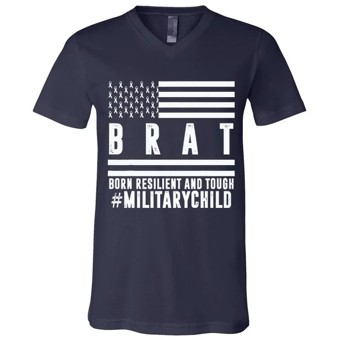 Month Of The Military Child BRAT Born Resilient And Tough V-Neck T-Shirt