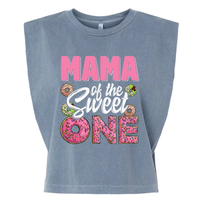 Mama Of The Sweet One Birthday 1st Bday Donut One Party Garment-Dyed Women's Muscle Tee