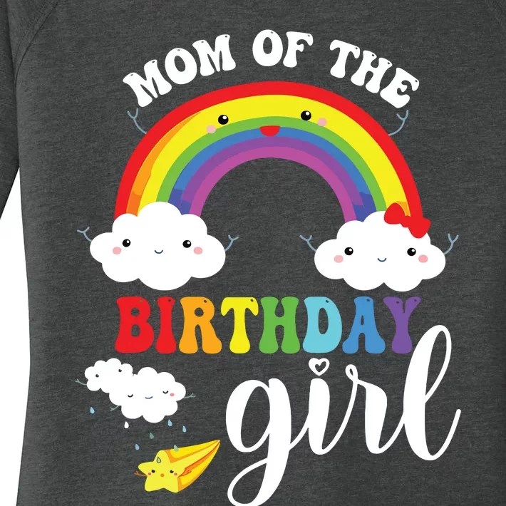 Mom Of The Birthday Girl Rainbow Bday Matching Family Women's Perfect Tri Tunic Long Sleeve Shirt